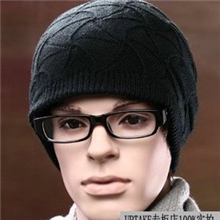 双层帽欧美风格电脑控花加厚毛线帽秋冬季男士针织帽毛线