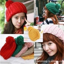 秋冬韩国火暴糖果色球球帽/菠萝帽/针织帽/毛线帽子批发