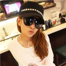 欧美风韩版春夏天新款个性铆钉海军帽平顶帽鸭舌帽女帽子