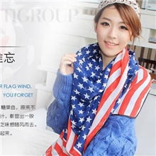 围巾批发美国国旗五角星雪纺丝巾欧美时尚气质百搭围巾