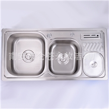 永牧卫浴厂家直销多功能不锈钢厨房水槽双槽一体成形洗菜盆0003