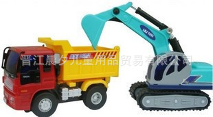 力利工程车系列挖掘车+惯性翻斗车2合1带路标/儿童玩具车32521