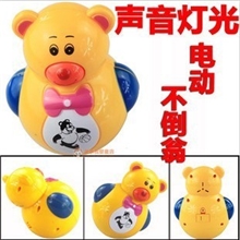 厂家批发发声发光带音乐小熊.老虎不倒翁玩具淘宝热销玩具