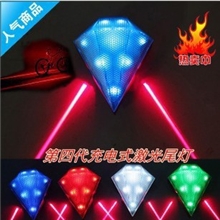 山地自行车后尾灯单车配件骑行装备激光钻石安全警示LED镭射灯