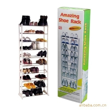 TV电视购物款彩盒装十层鞋架多功能组合鞋架便携鞋架创意家居