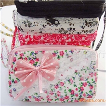 双层拉链碎花布甜美女生小钱包~格子铺货原~二元店批发