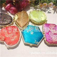 锦缎面料古典化妆镜女士折叠小镜促销小礼品义乌混批