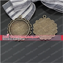 (23607)手工DIY饰品配件批发贴25MM合金底托复古配件合金底座