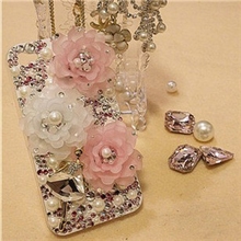 磨砂山茶花多瓣花情侣贴钻手机外壳水钻diy配件饰品配件批发