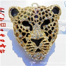 豹头DIY配件材料包手机美容贴钻Y006豹头水钻豹纹镀金豹子头