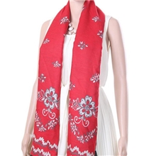 女款印花加长百搭围巾韩版时尚复古民族风牡丹花图案围巾