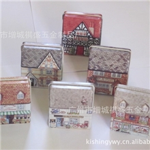 温馨小屋翻盖马口铁材质婚庆喜糖盒