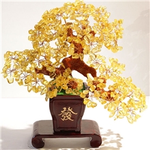 厂家直销批发创意礼物商务礼品天然黄水晶招财树发树工艺品摆件