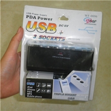 WF-0096车载点烟器一分三带USB口车充插座一拖三点烟器电源插座