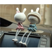 兔斯基公仔吊脚树脂娃娃汽车装饰品摆件可爱玩偶汽车饰品用品