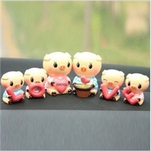 韩国可爱love猪公仔汽车车内摆件装饰品摆件内饰用品6只