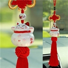 低价热卖厂家直供陶瓷招财猫骨瓷汽车挂件车挂汽车内饰