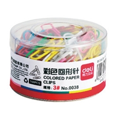 0038得力彩色回形针曲别针Deli批发商3号桶装160个29mm