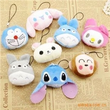 超可爱毛绒小动物头卡通手机挂件手机链