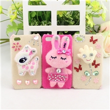 毛绒手机壳苹果4/4S保护壳iPhone4S手机套卡通可爱眯眼兔子
