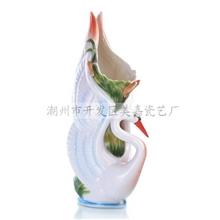 法兰瓷天鹅花瓶陶瓷工艺品家居摆设珐琅瓷礼品