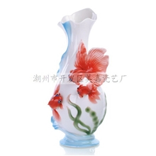 珐琅花瓶精品金鱼花瓶家居装饰摆饰个性花插