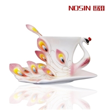 珐琅咖啡杯|孔雀杯|法蓝咖啡杯|紫孔雀咖啡杯|结婚礼物厂家批发