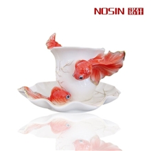 诺轩陶瓷|个性炫金金鱼杯|法蓝|法兰|创意珐琅咖啡杯|圣诞礼品