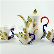 景泰瓷骨质瓷法兰瓷珐蓝瓷杯创意珐琅瓷珐琅瓷孔雀咖啡具