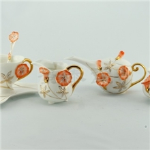 9头炫金牵牛花茶具蓝花瓷珐蓝瓷杯珐兰瓷花瓶创意珐琅瓷