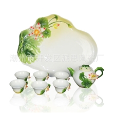 创意家居珐琅瓷莲花青蛙功夫茶具荷花陶瓷茶具礼品荷塘月色