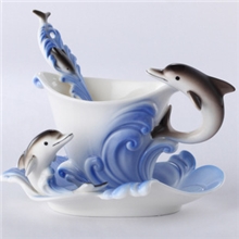 珐琅瓷法兰海豚创意个性陶瓷咖啡杯送朋友员工厂家批发