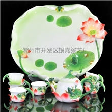 高档礼品8头青蛙茶具珐琅瓷茶具/咖啡具陶瓷茶具套装银嘉
