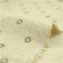 热销推荐本色印花棉麻布料咖啡色雏菊花麻布手工DIY必备