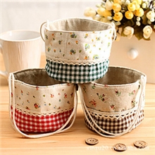 zakka布艺杂货棉麻品碎花格子小收纳桶小布艺篮批发直销