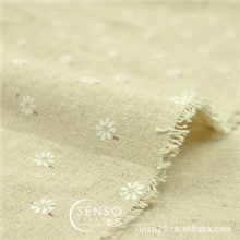 【面辅料城】zakka素麻布日单麻布麻底白色小雏菊花DIY拼布面料
