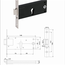 兴科迪建筑五金平开门锁70657066中横锁体(工程专供品质)