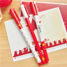 WJ045韩国文具简约中国风国旗中性笔水笔0.38mm