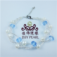 SL-014供应珍珠手链复古手工编织珍珠手链水晶珍珠手链