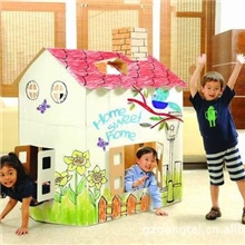 儿童DIY益智玩具屋/立体拼装手绘涂色纸屋/房子模型/配画板颜色笔