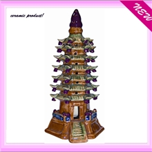 厂家批量工艺陶瓷工艺品，楼阁亭榭工艺品，陶瓷塔