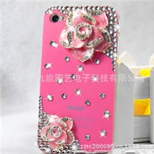 经典简约山茶花iphone4/4s手机壳DIY苹果5水钻保护套
