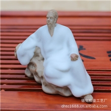 汝窑茶宠汝窑开片汉白陆羽茶宠茶玩摆件陶瓷工艺汉白陆羽