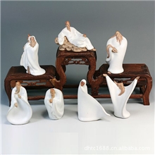 龙泉青瓷哥窑开片紫砂茶宠精品历史人物摆件茶具茶盘配件