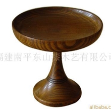 【漆器高脚碟】一件起批纯棕色圆形水果木碟厂家批发木制碟子