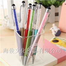 金属圆珠笔厂家水晶触屏笔iphone手机新品文具热销笔电容笔批发