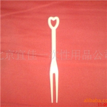 一次性黄色塑料水果叉*餐叉*叉子1万个/件