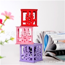 2013新款个性木质喜糖盒镂空喜字糖盒结婚个性中国红糖盒