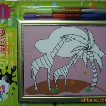 厂家直批DIY益智玩具新款彩底金粉画热销2013给力小额混批利润高