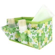 无纺布小碎花可折叠化妆品收纳盒/桌面杂物盒收纳框批发